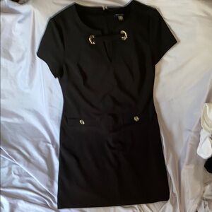 Tommy Hilfiger Black Sheath Mini Dress Crew Neck Short Sleeve